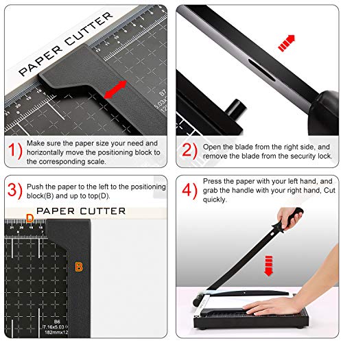 A4 Professional Paper Cutter Lever Cutter 47 cm Metal Cutter 32 x 25 x 3 cm Rotary Cutter Photo Cutter for School and Office, Black