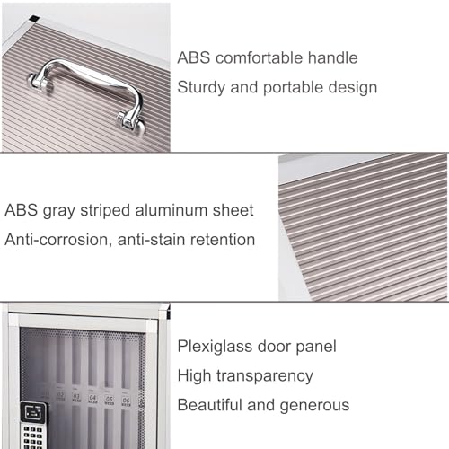 Aluminum Alloy Pocket Chart Cell Phones Storage Cabinet, Cell Phone Holder Desktop Organizer Storage Box for Classroom Office, Cell Phone Locker Box with Door Locks and Keys