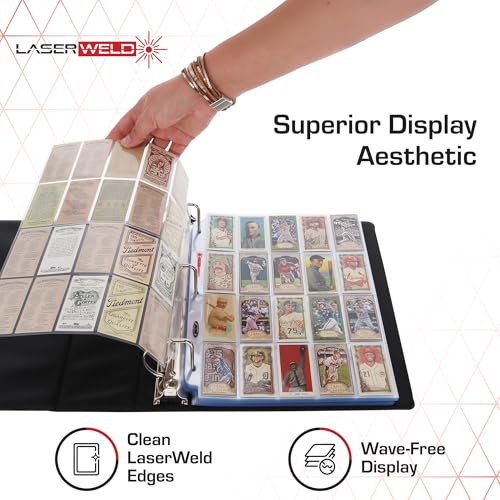 BCW LaserWeld 20-Pocket Tobacco Card Pages | 100 Pack | Archival Storage Sheets for T206 & Vintage Mini Cards | Tobacco Card Holder Pages for 3-Ring Binders | Laser-Welded Trading Card Sheets