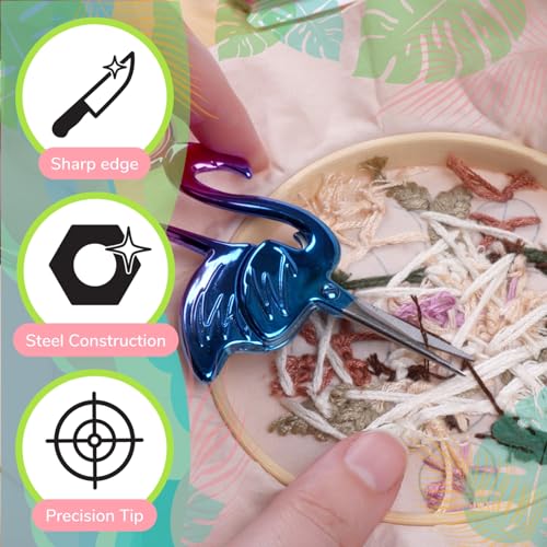 JubileeYarn Flamingo Embroidery Scissors - Pink, Rainbow, Nighshade - 30 Total Scissors