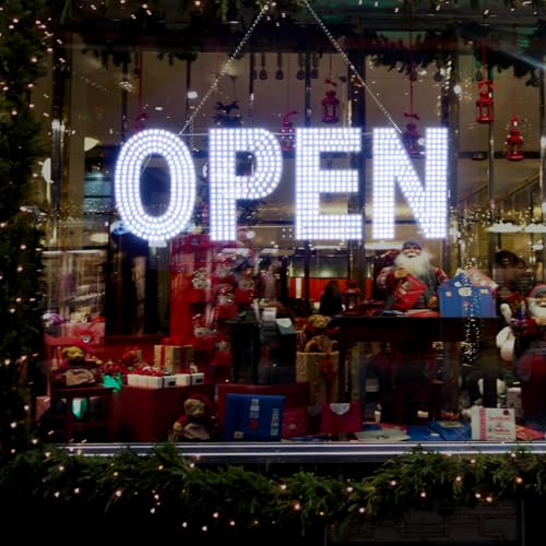 Thirdpolite Open Signs for Business, 30"x10" Dimmable Large LED Open Light Up Sign with Hanging Installation for Salon Gym Cafes Store Office Bar Hotel Pubs (Cold white)