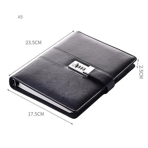 YQBUER A5 Binder Spiral Notebooks and Journals Diary with Lock Password Agenda Office Bussiness Notebooks School Supplies (Color : A, Size : A5)