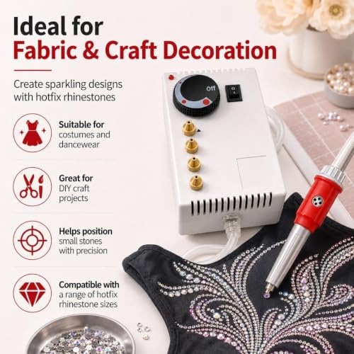 Eoweiot Hotfix Rhinestone Applicator Tool with 4 Interchangeable Tips