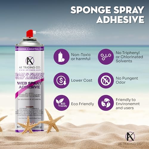 AK Trading Professional Quality General Multipurpose Spray Adhesive, 12-Ounce for Acoustic Panels & Craft Upholstery Foam Adhesive & Fabric Glue - 12 Pack