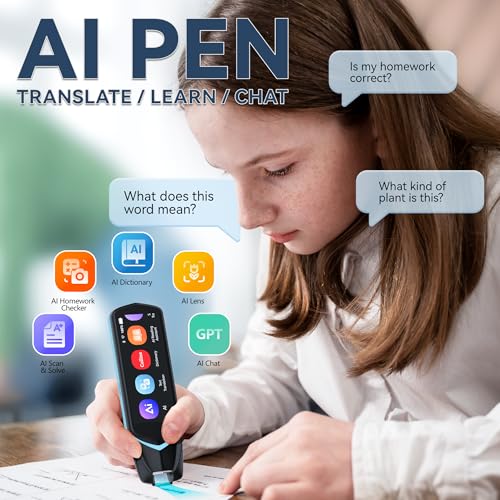 NEWYES AI Pen, Reading Pen for Dyslexia Scan Reader Pen 4 Text to Speech Device Translator Pen, Photo Translation OCR 16GB Bluetooth Pen Scanner for Students Adults (Blue) (3.99")