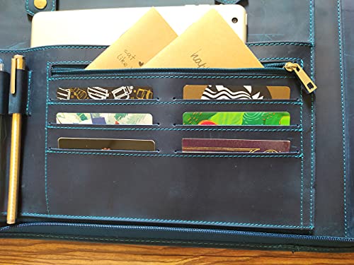 Business 7 Ring Check Book Binder, 600 Checks Capacity for 9" x 13" Sheets Check Holder, Leather Portfolio Storage Organizer for Men, Engraving Logo
