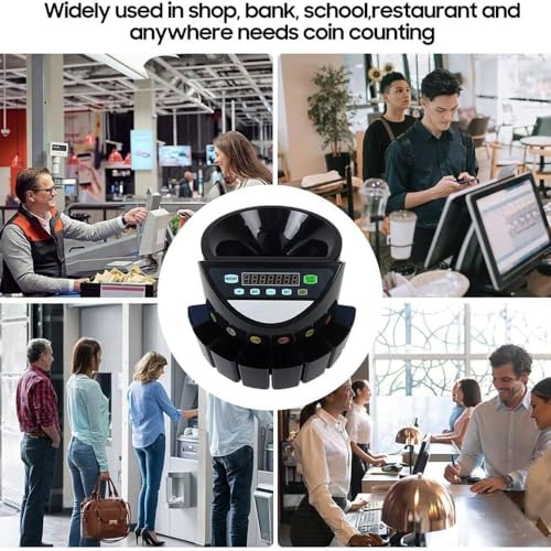 YXCUSAM Automatic Electronic Coin Counting Machine, Coin Counter,with LED Display,for All Round Coins & Tokens (Black)