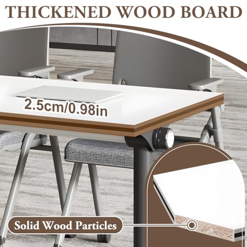 Ovlirpl Conference Room Table, Folding Conference Room Tables, Flip Top Mobile Training Table with Silent Wheels, Modular Foldable Conference Tables for Home Office Class,120cm/47.2in,1pack