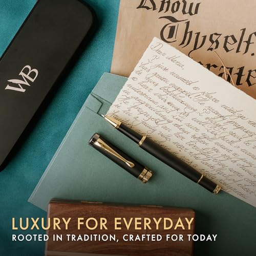 Wordsworth & Black Luxury Refillable Bamboo Wood Rollerball Pen for Writing