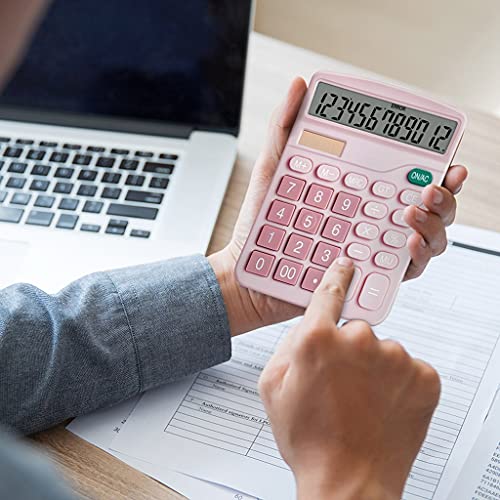 Calculator 12 Digits Electronic LCD Large Screen Desktop Calculators Home Office School Financial Accounting Tools(E)