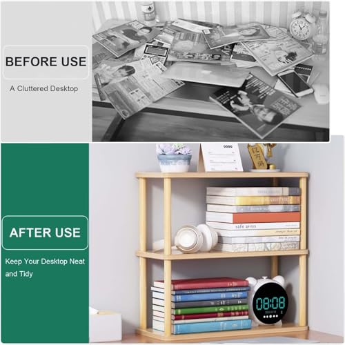 ACJSDGL Desk Shelf, Display Rack with Solid Wood Bracket - Desktop Shelf Organizer for Dorm Office Home Computer Desk Countertop