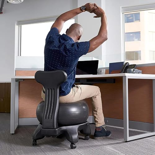 YXCUSAM Yoga Ball Chair, Multifunctional Balance Ball Posture Chair, Fitness Ball Chair with Back Support for Adults/Pregnant Women