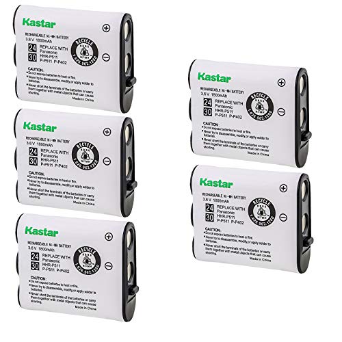 Kastar HHR-P511 / HHR-P402 Battery (5-Pack), Type 24/30 NI-MH Rechargeable Cordless Telephone Battery 3.6V 1800mAh, Replacement for Panasonic HHR-P511, HHR-P402, P-P511, P-P511A, HHR-P402A