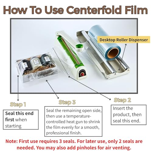 Weiwei - 60cm Desktop Shrink Wrap Film Roller Dispenser – Fits Up to 24” Rolls, Perfect Match with Heat Sealer