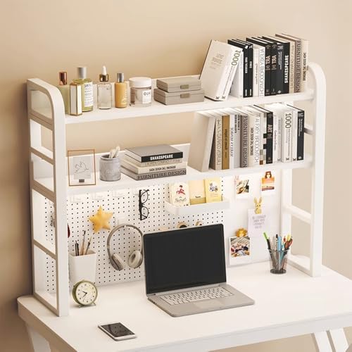 Laohucai Desk Organizer with Pegboard, Desktop Bookshelf, Desk Hutch Shelf, Computer Desktop Bookshelf for Dorm or Office(37.4")