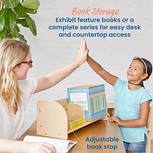 ECR4Kids Tabletop Book Display, Adjustable, Library Storage, Natural