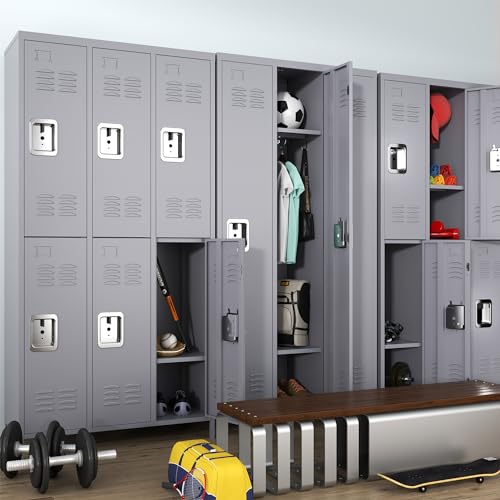 IKIMI 3 Doors Metal Storage Locker for Employee,72" Sports Staff Lockers