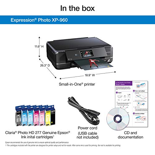Epson Expression Photo XP-960 Wireless Color Photo Printer with Scanner and Copier, Compatible with Alexa