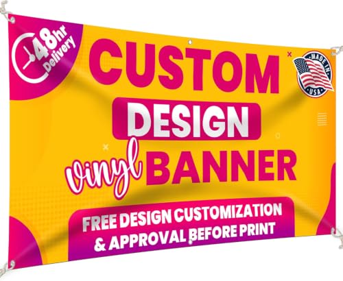 Custom Banners – Personalized Vinyl Signs for Business, Birthdays & Events, Fully Colored Customized Backdrop for Outdoors – Vibrant UV Print & Any Sizes (4ftX4ft)