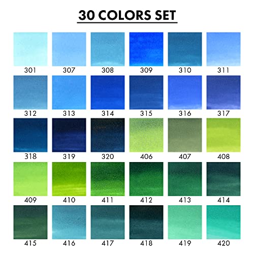 Kuretake ZIG Clean Color Real Brush, NEW 30 colors set B, Flexible Brush Tips, Watercolor Pens for Painting, Drawing, Calligraphy and Brush Lettering for Artists, Made in Japan