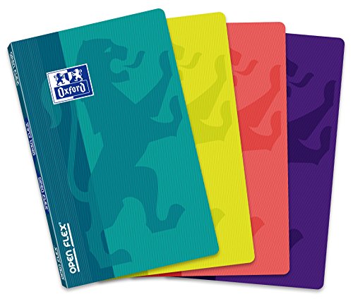 Oxford Pack of 10 Stapled Soft Cover Notebooks, 9 x 14 cm, 48 Sheets with Graph Paper and Margin, 5 mm x 5 mm, Set of 4 Random Colors: Lilac, Lime, Aqua and Coral