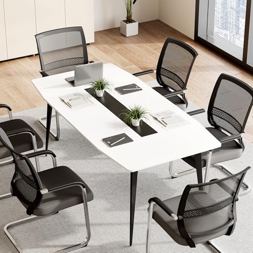 LITTLE TREE 6 FT Conference Room Table, 70.86L x 35.43W x 29.52H Inches Boat Shaped Meeting Seminar Boardroom Table