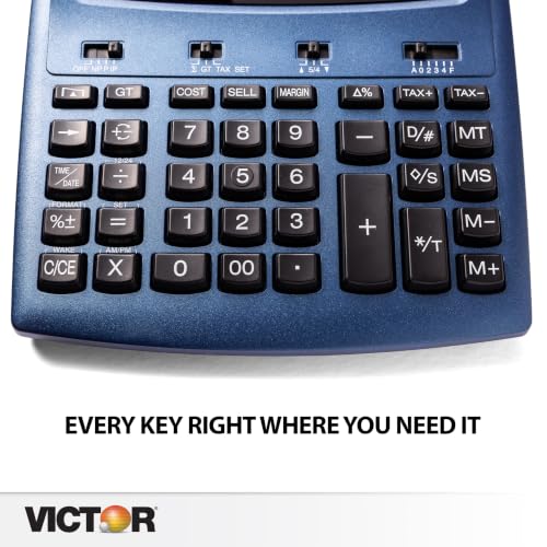Victor 12-Digit Commercial Printing Calculator, Metallic Blue (1225-3A)