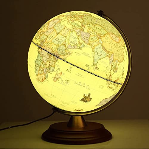 globe, Retro Led Light Antique Rotating Globe with Stand Wood Base