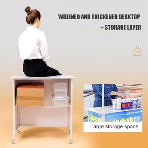 Mobile Portable Promotion Counter Table, Pop Up Podium Trade Show Exhibition Reception Event Desk Trade Show Display Counter Speech Stand ,Supermarket Tasting Table Advertising Display Banner Stand