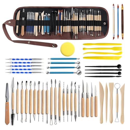 TXGJWRA Clay Tools 48 Sets Stone Plastic Clay Carving Rubber Silicone Point Drill Pen Pellet Rod (D 48 Pcs)
