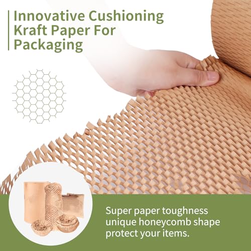 Viecam Eco-Friendly Honeycomb Packing Paper - 15" x 1700' | 100% Recyclable Kraft Material, Ideal for E-Commerce, Moving, and Small Business Shipping