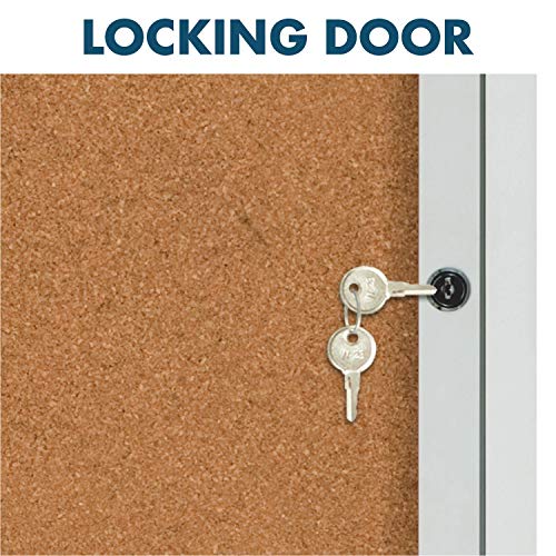Quartet Bulletin Board, 2' x 3' Enclosed Cork Notice Board, Lockable Swing Door, Weather Resistant Aluminum Frame (2121)