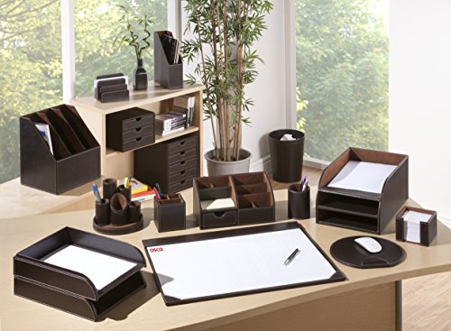 OSCO Faux Leather 2 Tier Sorter with Letter Tray - Brown