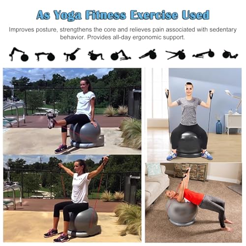 Exercise Ball Chair With Resistance Bands For Home Office Yoga Stability