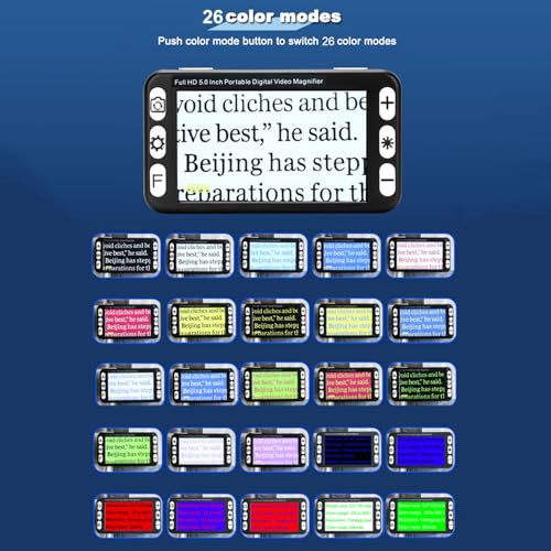 5 Inch Handheld Electronic Magnifier with LCD Screen,2x-48x Zoom,26 Color Modes,Av Output,Low Vision Reading Aid