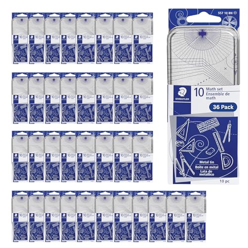 STAEDTLER 10-Piece Math Set with Metal Compass, 36 Pack