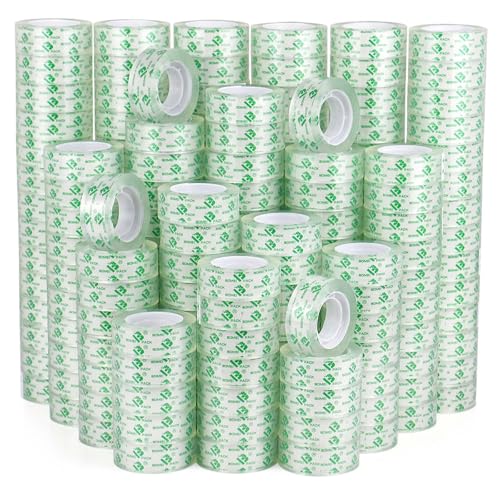 BOMEI PACK 192 Rolls Crystal Clear Transparent Tape, Clear Tape Refills Rolls for Dispenser, 3/4 in x 900 in,1 inch Core, Gift Wrapping Tape Bulk for Office, School and Home