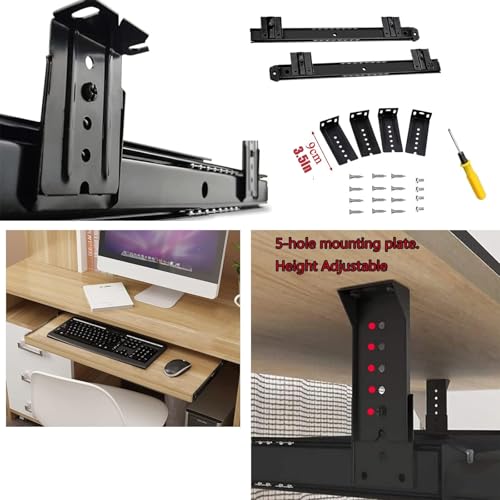 WROASLTOUX Wooden Under Desk Keyboard Tray Storage Shelf,Mute Large Keyboard Drawerstray Under Desk Pull-Out,Slide-Out Platform Computer Drawer, for Keyboard Mouse/Typing,White,54cm/21.2in