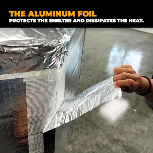 WOD HXT HEXAYURT Tape Aluminum Foil Tape 3 in. Wide x 50 yds. Premium Grade General Purpose Heat Shield Resistant for Burning Man, Ideal for HVAC, Air Ducts, and Insulation, Pack of 4