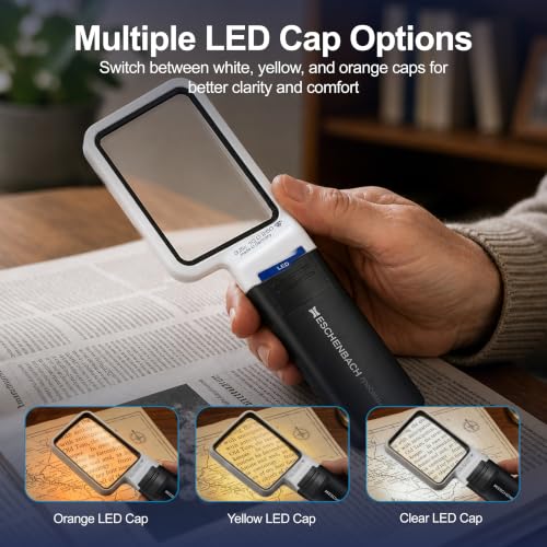 Eschenbach Mobilux LED Handheld Magnifier, 3.5X, 75 x 50 mm, 10D
