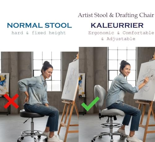 Kaleurrier Adjustable Stools Drafting Chair: with Back Rest & Foot Rest