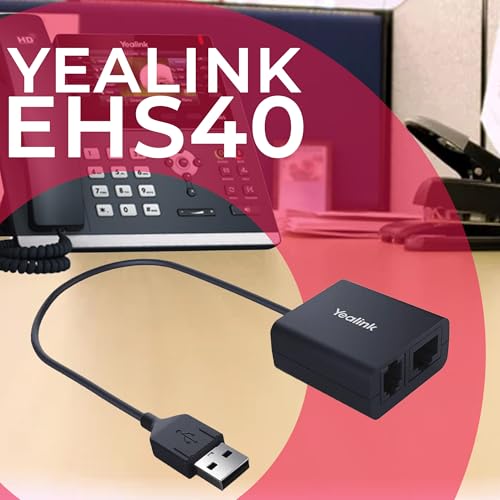 Yealink EHS40 Adapter For Connecting Wireless Headsets to Yealink Desk Phones - Compatible with Jabra, Poly, EPOS on T54W/T53W/T53/T58A/T57W/T48U/T46U/T46S/T43U/T42U, MP5x, T7x, T8x Series, Cloth