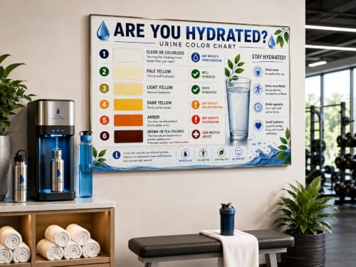 Urine Color Hydration Chart Poster Educational Health Wall Art Clinic Decor (Framed,Wrapped Canvas,20" L x 30" W)