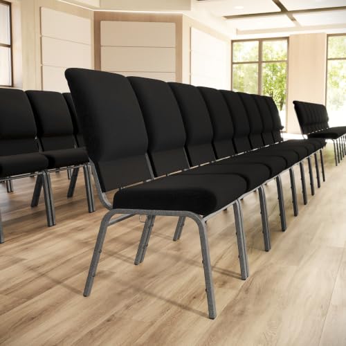 Flash Furniture 18.5 in Wide Church Chair, Black