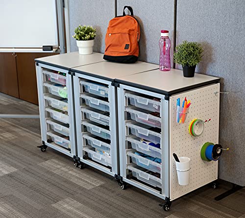 LUXOR MBS-STR-31-18S Modular Classroom Storage Cabinet - 3 Side-by-Side modules with 18 Small Bins