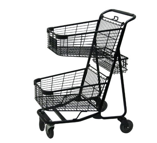 RW Rogers RWR-VER-5050BK 2-Tier Express Shopping Cart, Black Powder Coat