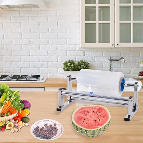 Stainless Steel Stretch Film Dispenser, 20/30/40/50/60/70/80cm, Table Stretch Film Dispenser Packing Machine With Film Slide, Quick&Efficient Film Cutting, for Restaurant, Supermarket, Fruit Shop
