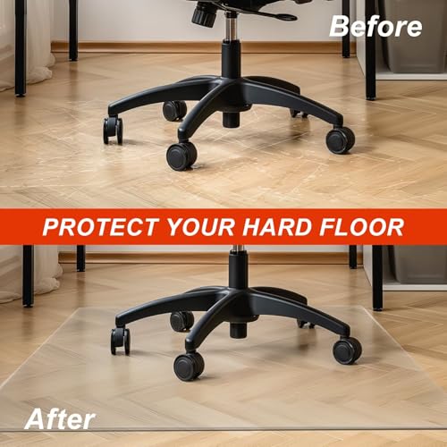 LJTGFHP Office Chair Mat for Hardwood Floor, 46x67 in Desk Computer Chair Mat for Hard Wood, Large Hard Floor Protector Rolling Chair Mat, PVC Mat Desk Rug for Office and Clear 2.5mm