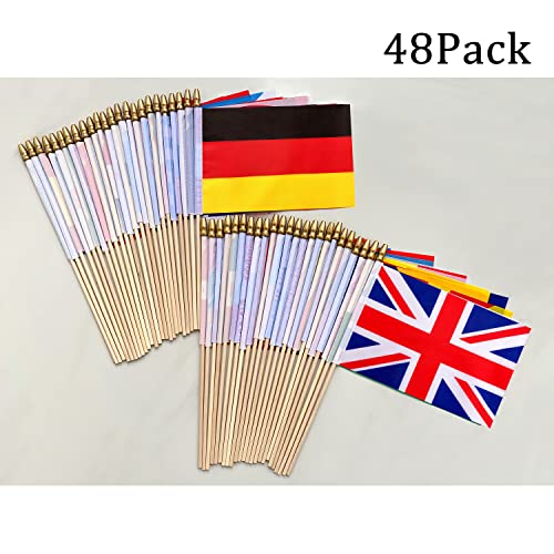 LoveVC Europe European 48 Countries Flags Set on Wood Stick Small Mini Hand Held Flag,5x8 Inch
