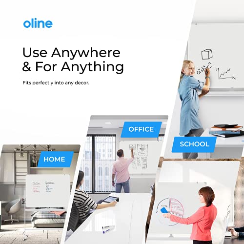 Oline Mobile Whiteboard 48 x 36 Inch Large Height Adjust 360° Magnetic Rolling Double Sided Reversible Dry Erase Board (48x36, White & Silver)